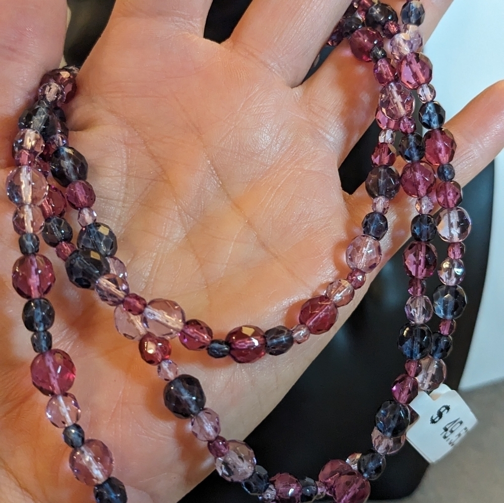 Macy's Purple and Blue Glass Beaded Necklace - Picture 3 of 3